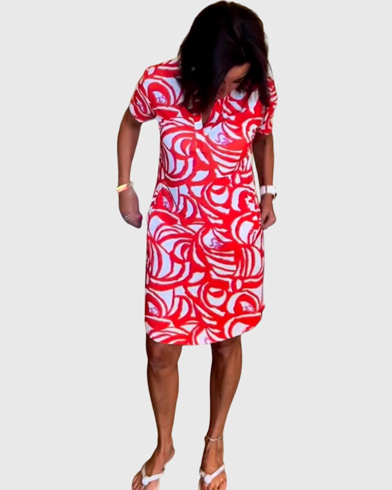 Yvaine | Abstract Print Shirt Dress with Pockets
