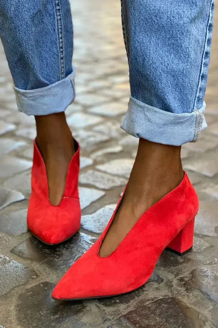 Brenna | Pointed Toe Block Heel Pumps
