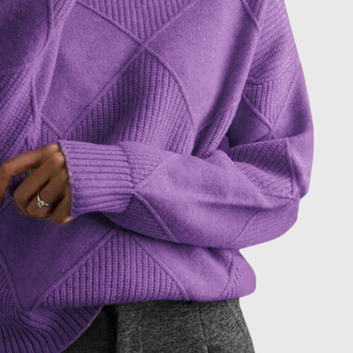 Neve | Geometric Knit Turtleneck Sweater with Long Sleeves