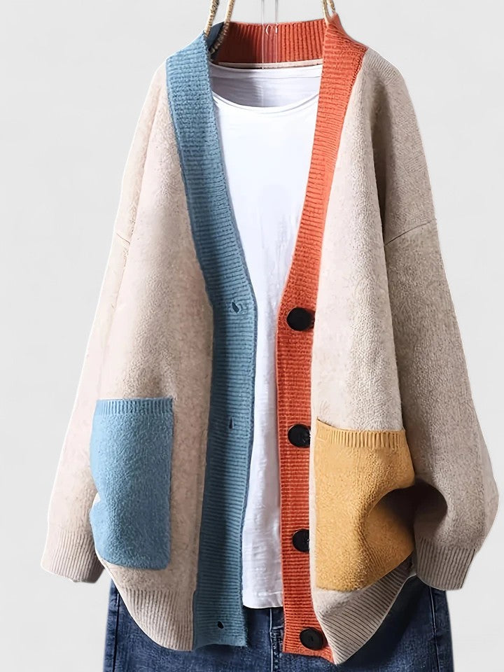 Isabela | Colorblock Oversized Cardigan with Pockets