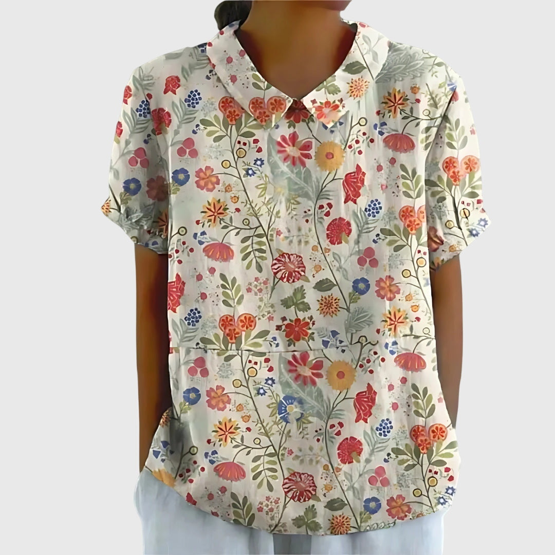 Morag | Floral Print Blouse with Collar