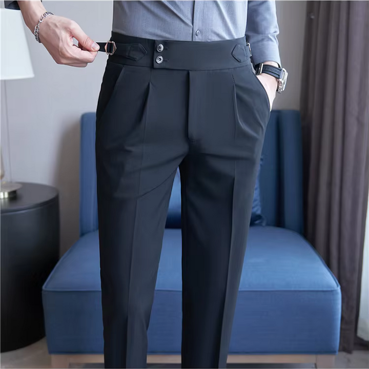 Henrik | Double Pleat High Waist Trousers