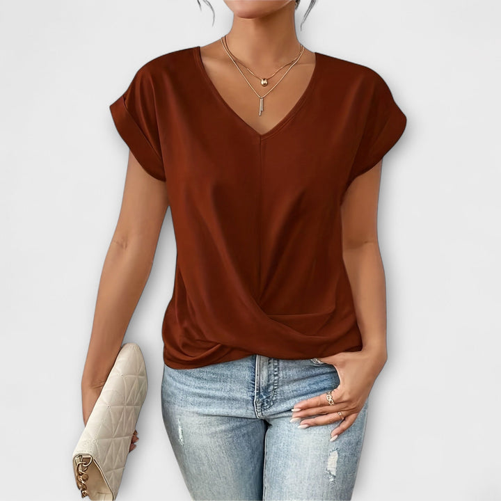 Aziza | V-Neck Top with Cap Sleeves