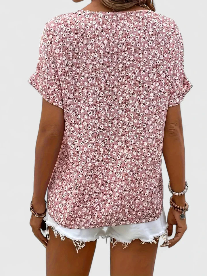 Dixie | Ditsy Floral Button-Up Blouse Short Sleeve