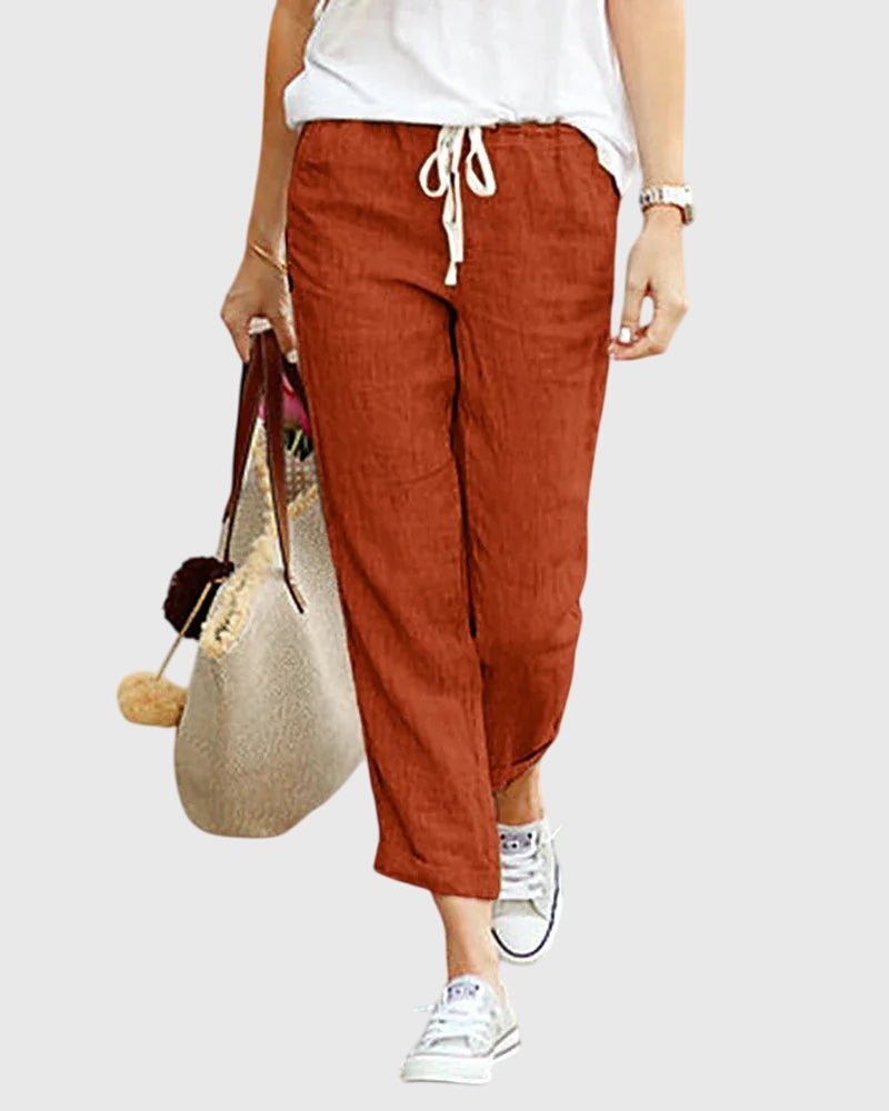 Honor | Drawstring Linen Summer Pants with Tapered Leg