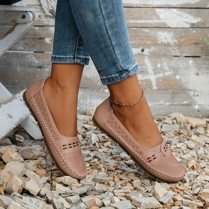 Mora | Perforated Slip-On Round Toe Flats