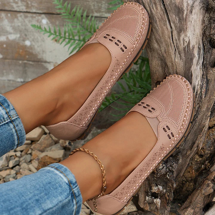 Mora | Perforated Slip-On Round Toe Flats