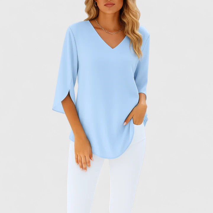 Nathalie | V-Neck Blouse with Split Sleeves