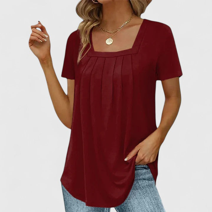 Madison | Square Neck Pleated Blouse
