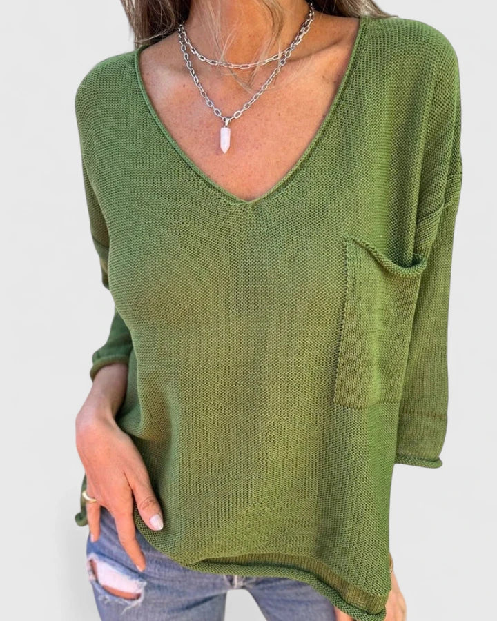 Pamela | V-Neck Pocket Top