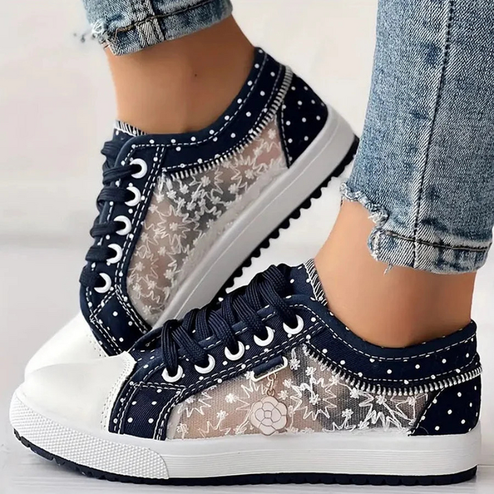 Spencer | Floral Mesh Lace-Up Sneakers