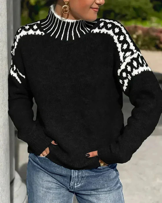 Sabrina | Fair Isle Mock Neck Sweater