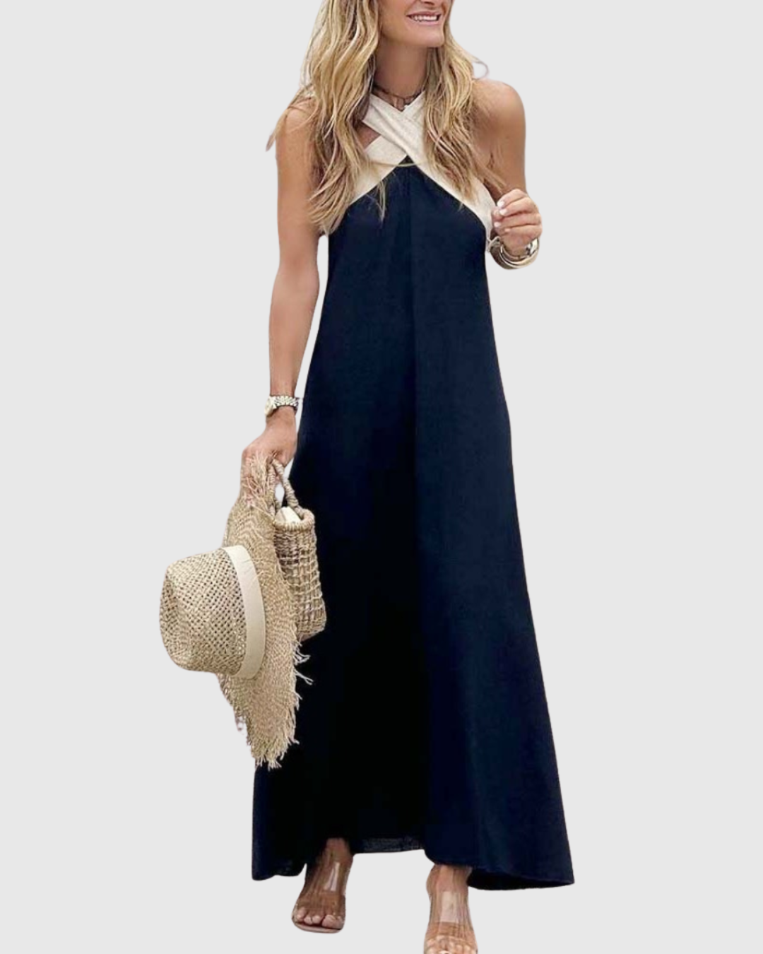 Esperanza | Crossover Halter Neck Maxi Dress