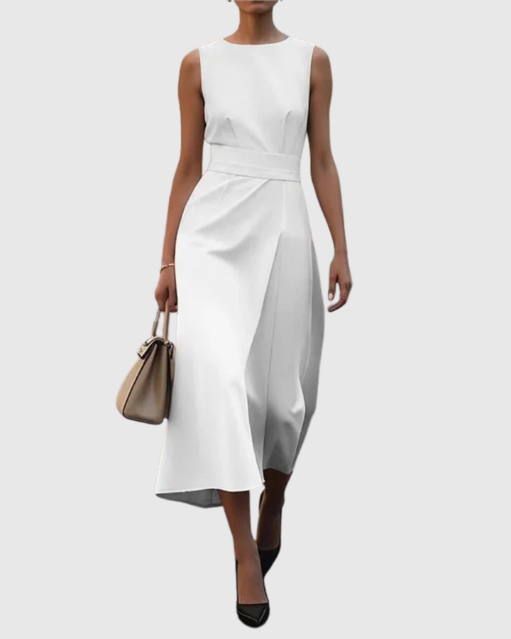 Maelys | Sleeveless Midi Dress with Belted Waist