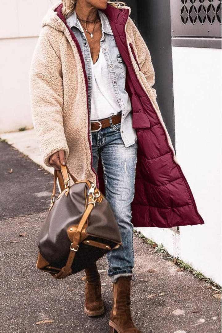 Nadine | Reversible Sherpa Lined Long Puffer Coat