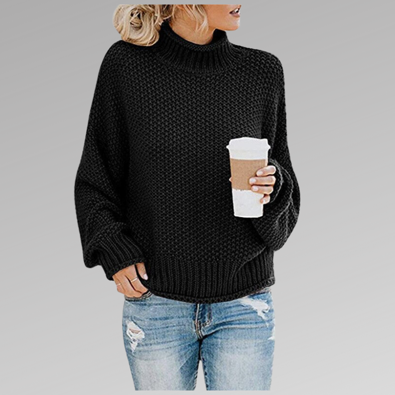 Remedios | Chunky Knit Turtleneck Sweater with Batwing Sleeves