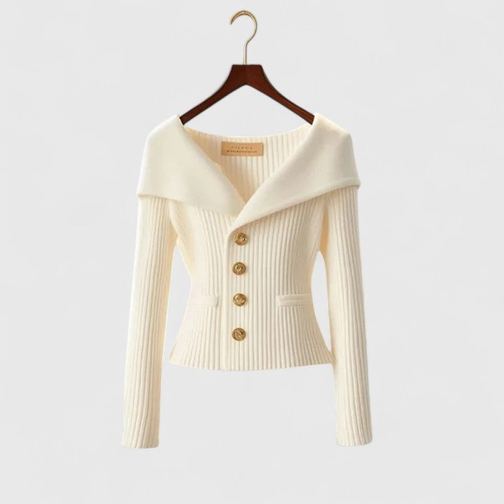 Mathilda | Ribbed V-Neck Cardigan with Buttons