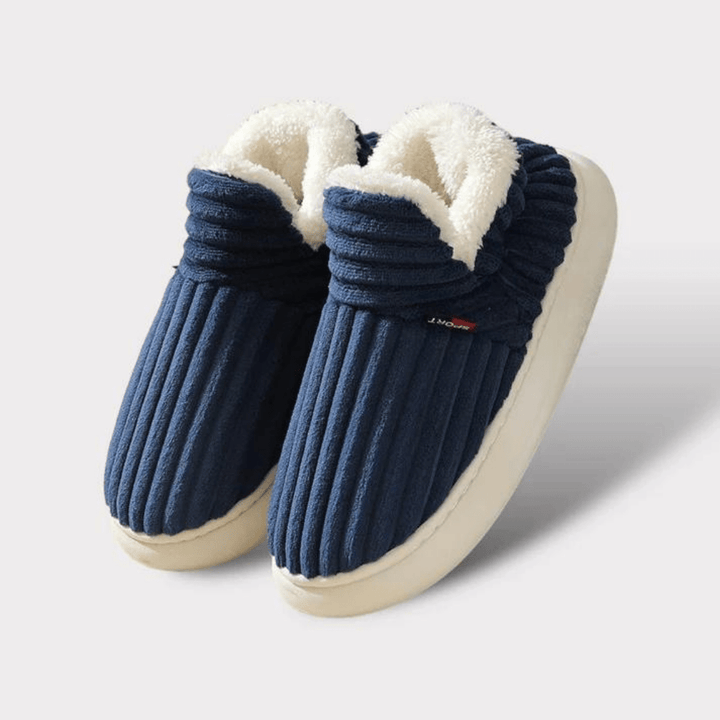 Amberly | Corduroy Faux Fur Slippers with Plush Lining