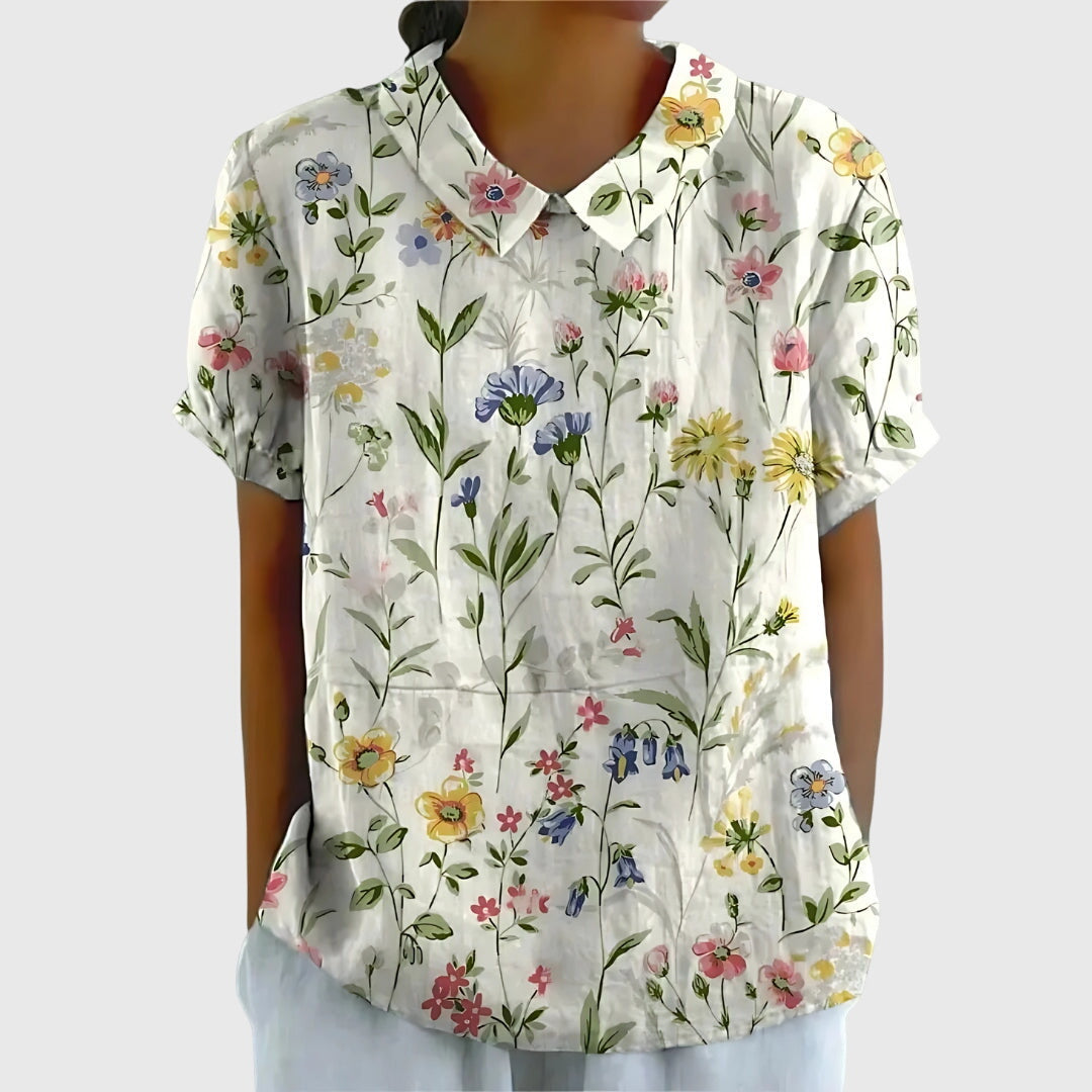 Morag | Floral Print Blouse with Collar