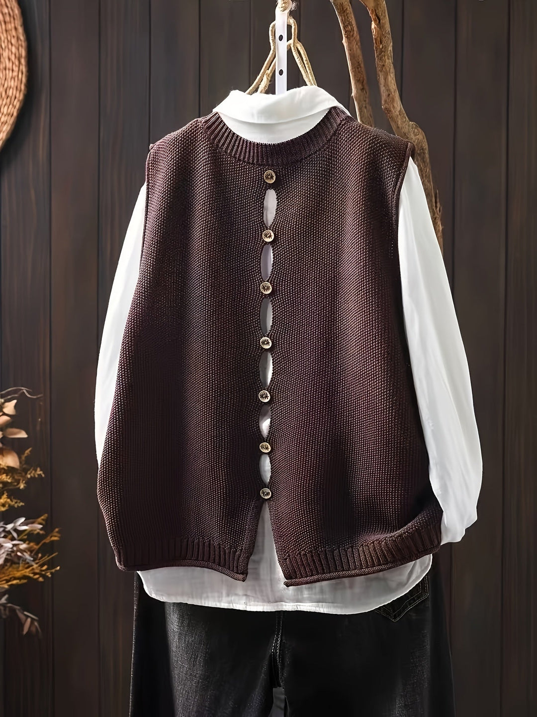 Iva | Knit Sweater Vest with Round Neck