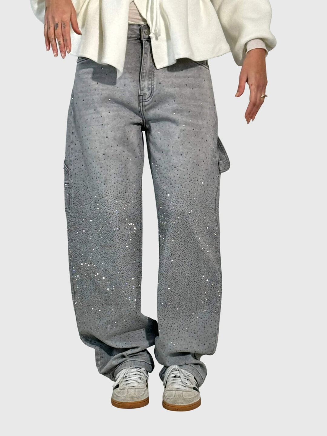 Vanda | Embellished Wide Leg Jeans with Sparkle