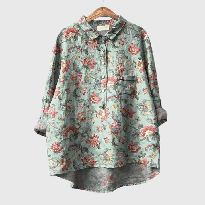 Tori | Floral Print Blouse with Button Front