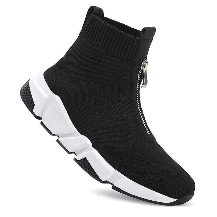 Royale | High-Top Knit Sneakers with Front Zip