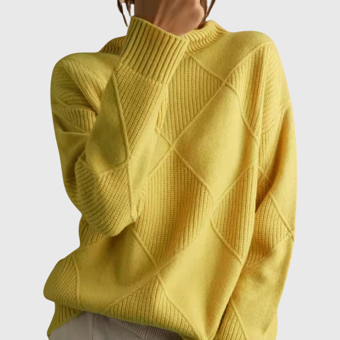 Neve | Geometric Knit Turtleneck Sweater with Long Sleeves