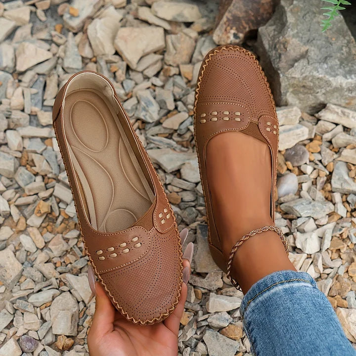 Mora | Perforated Slip-On Round Toe Flats