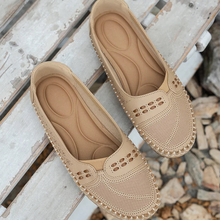 Mora | Perforated Slip-On Round Toe Flats