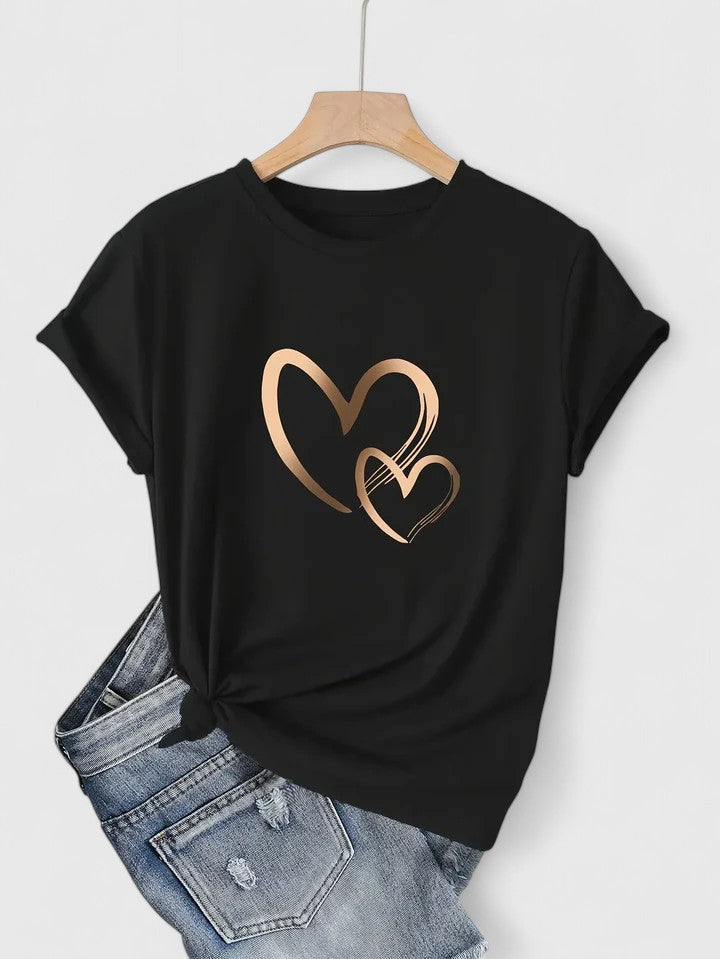Onella | Heart Print Graphic Tee Short Sleeve