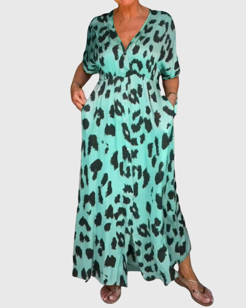 Bridie | Leopard Print Maxi Dress with Pockets