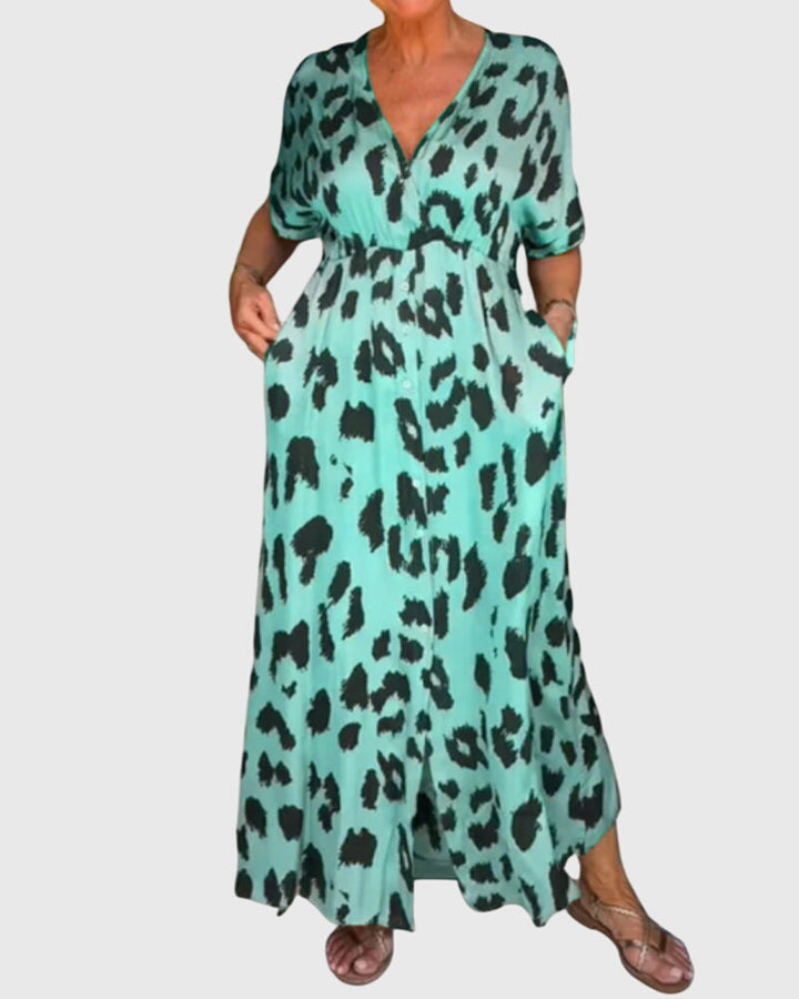 Bridie | Leopard Print Maxi Dress with Pockets