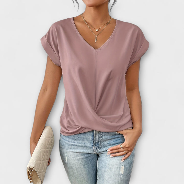 Aziza | V-Neck Top with Cap Sleeves