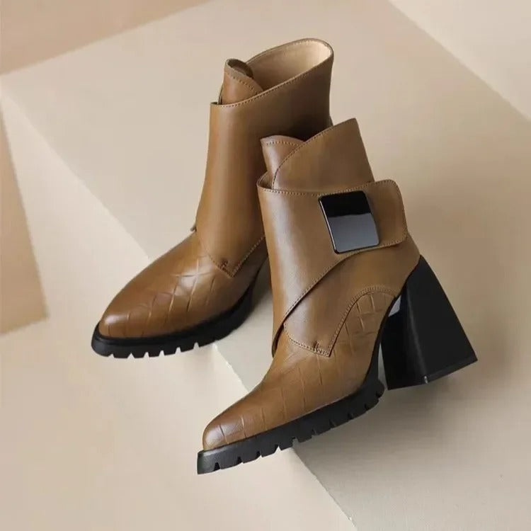 Ulrike | Block Heel Ankle Boots with Buckle