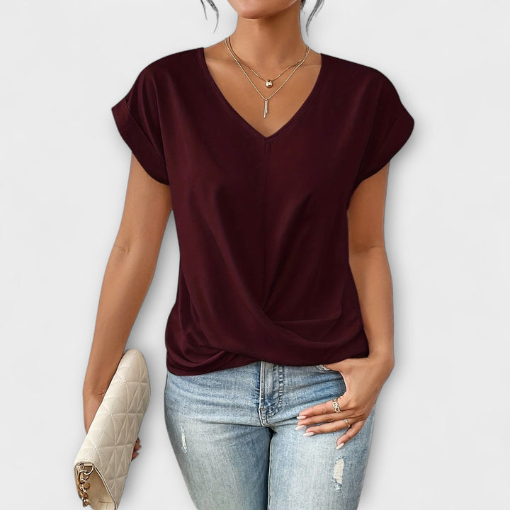 Aziza | V-Neck Top with Cap Sleeves