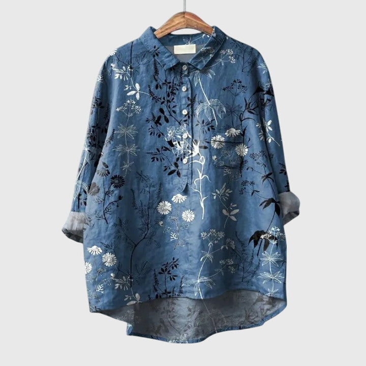Tori | Floral Print Blouse with Button Front
