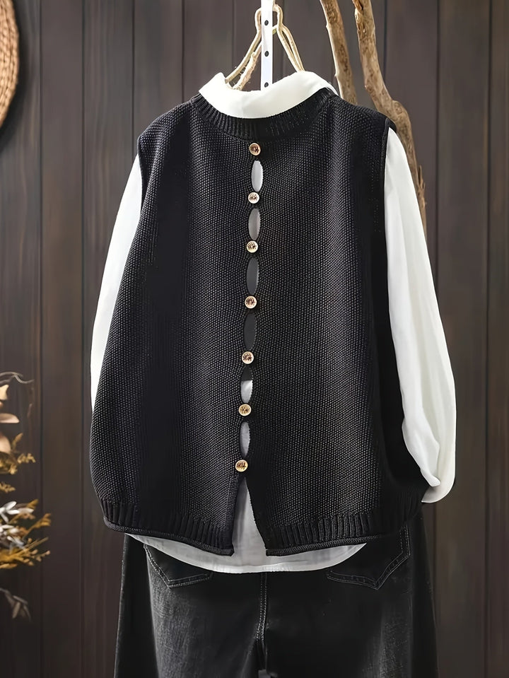 Iva | Knit Sweater Vest with Round Neck