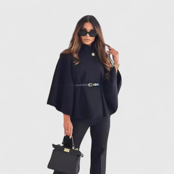 Augusta | Funnel Neck Coat with Belted Waist