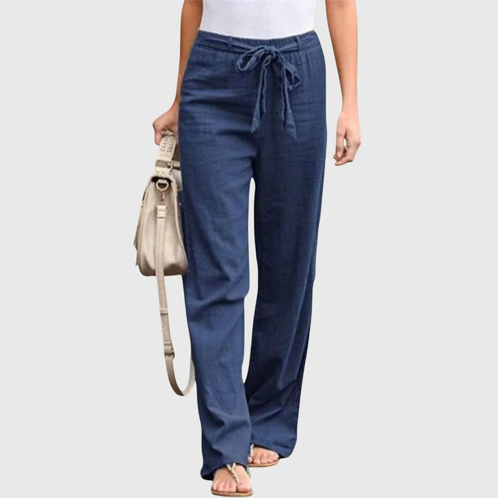 Mariel | Wide Leg Linen Pants with Tie Belt