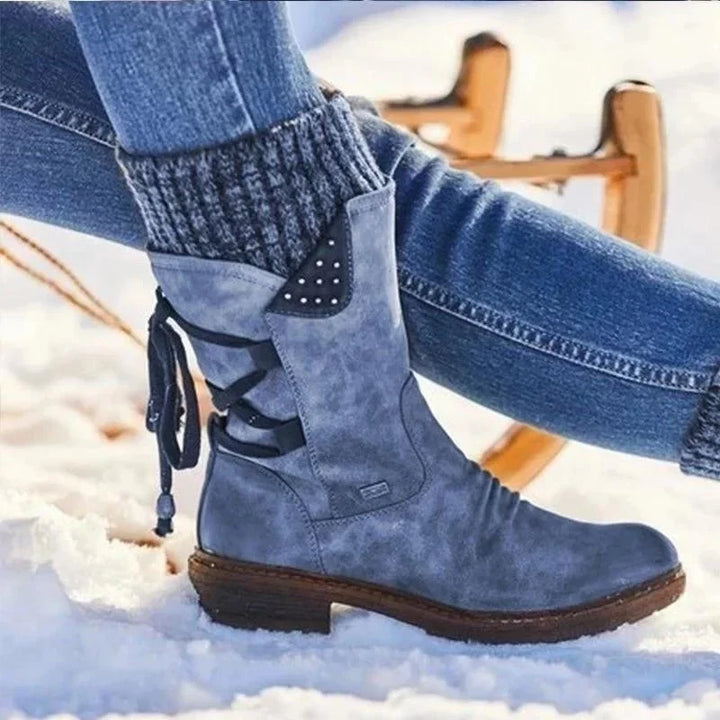 Tovah | Mid-Calf Lace-Up Winter Boots with Knit Cuff