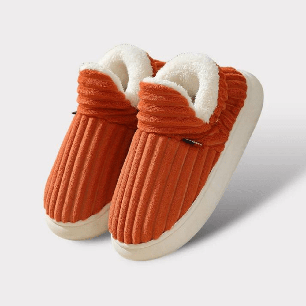 Amberly | Corduroy Faux Fur Slippers with Plush Lining