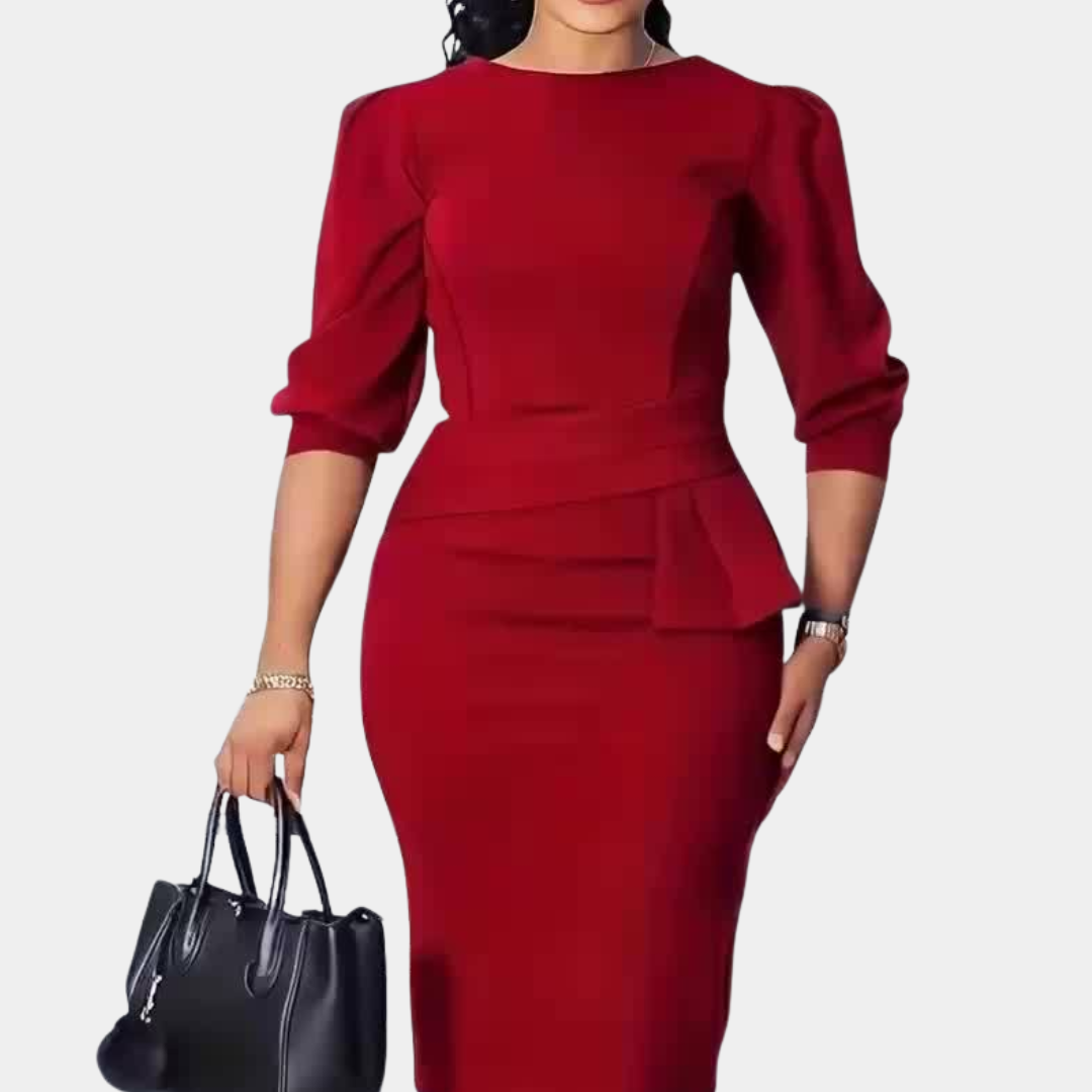 Atalya | Peplum Ruffle Midi Dress