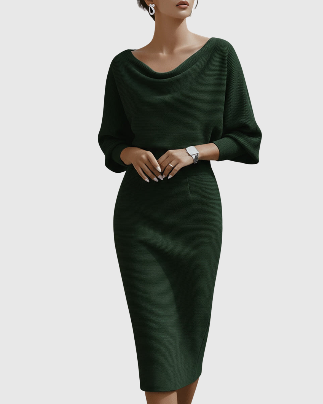 Daniela | Draped Batwing Midi Dress