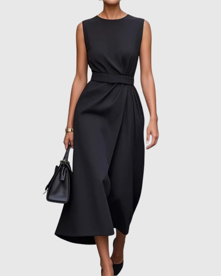 Maelys | Sleeveless Midi Dress with Belted Waist