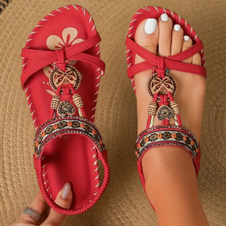 Lyn | Bohemian Embellished Flat Sandals for Women