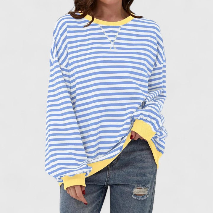 Neda | Striped Oversized Crewneck Pullover Sweater