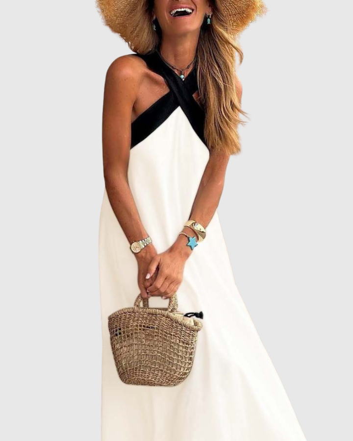 Esperanza | Crossover Halter Neck Maxi Dress