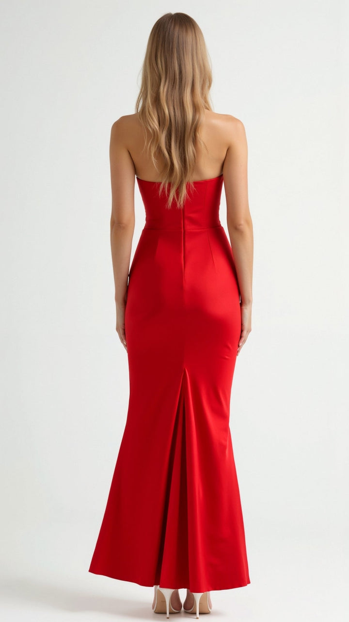 Lyra | Strapless Satin Corset Maxi Dress