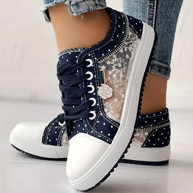 Spencer | Floral Mesh Lace-Up Sneakers